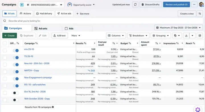Safa Watches — Meta Ads campaign results